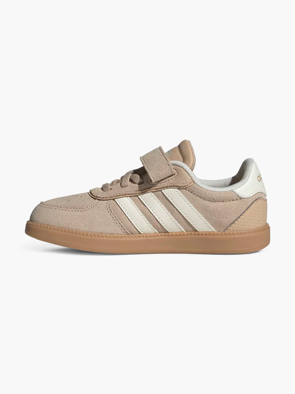 Детские кроссовки с эластичной шнуровкой и липучкой Adidas, бежевый — фото 2