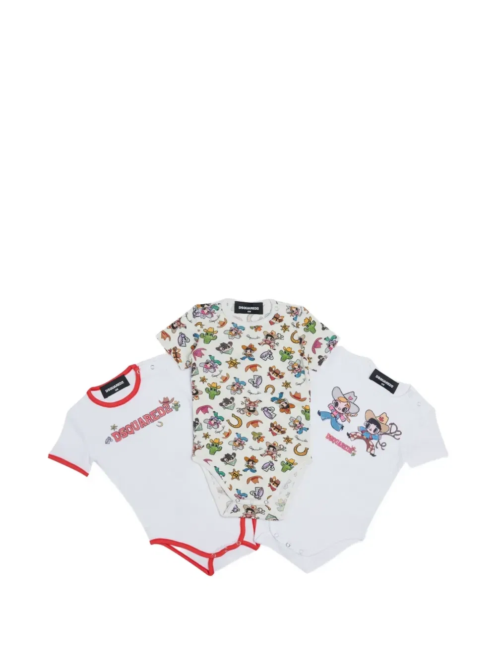 Комплект из трех боди с логотипом Dsquared2 Kids, бежевый