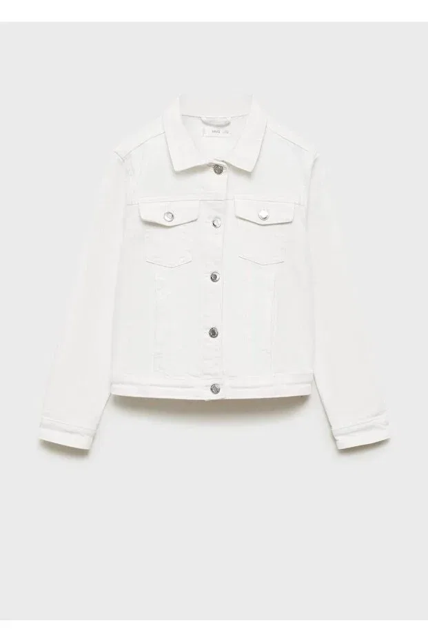 Детская куртка для девочек джинсовое Mango Kids, White — фото 3