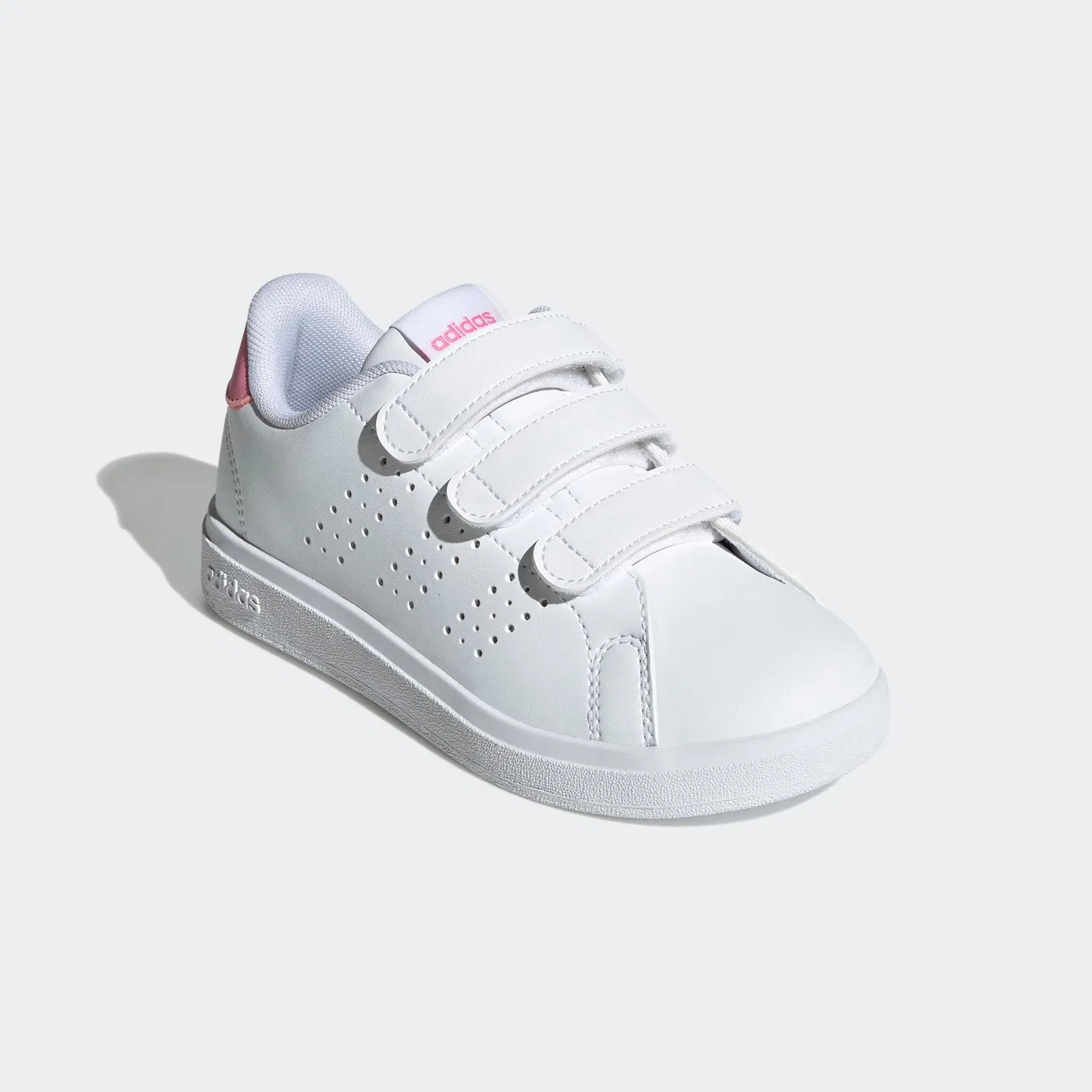Детские спортивные кроссовки с перфорированными полосками Adidas, Cloud White/Bliss Pink/Core Black