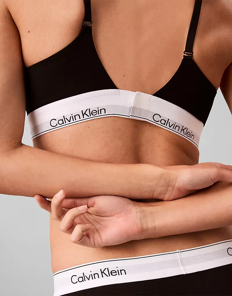 Бюстгальтер-топ Calvin Klein Icon из хлопка и модала с легкой подкладкой, черный — фото 4
