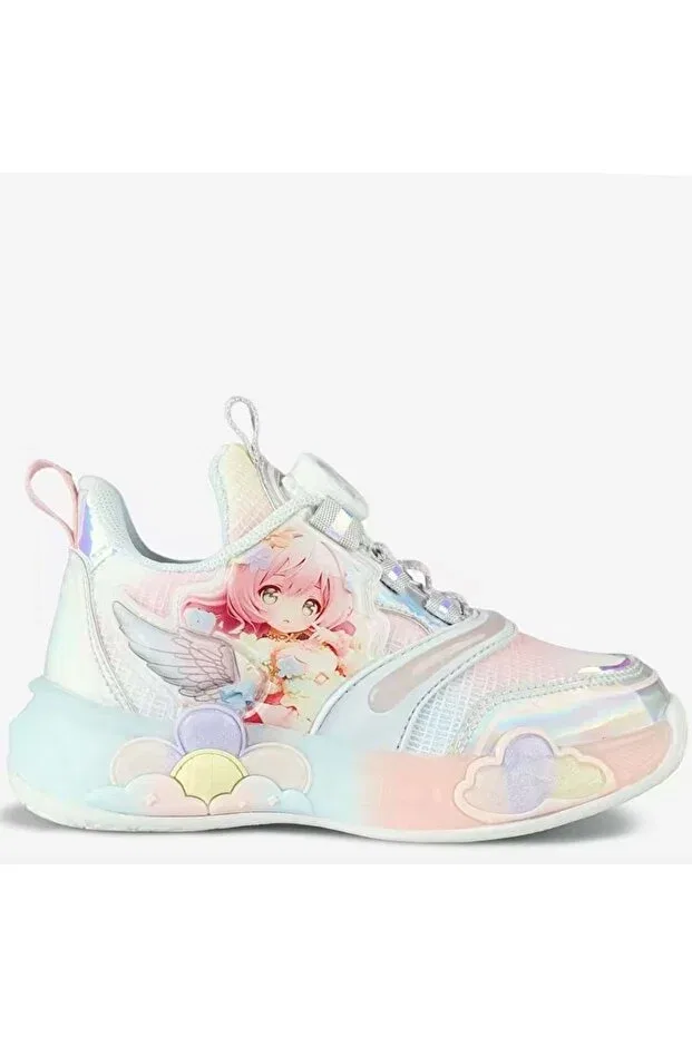 Детские спортивные кроссовки для девочек со шнуровкой Yusi smart lace-up lighted orthopedic children's sports shoes Vicco, Silver — фото 3