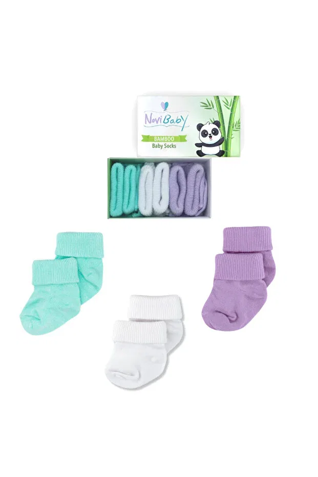 Детские носки для новорожденных хлопковые 3 шт Новогодняя Вечеринка Novibaby, Trendy