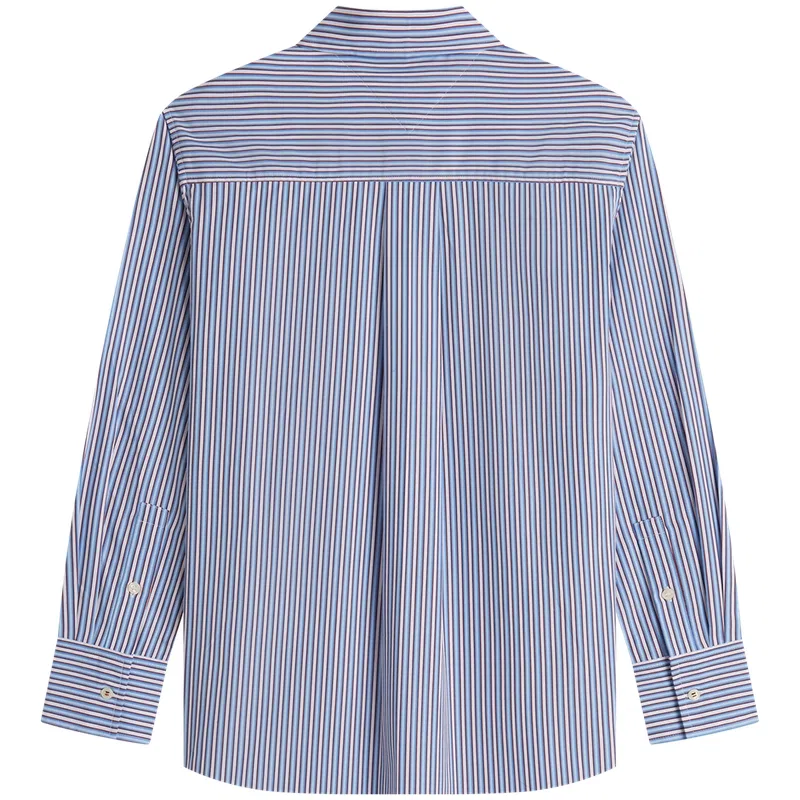 Женская рубашка с длинным рукавом и принтом в полоску Tommy Hilfiger, Blue White Red Stripes 0BB — фото 3