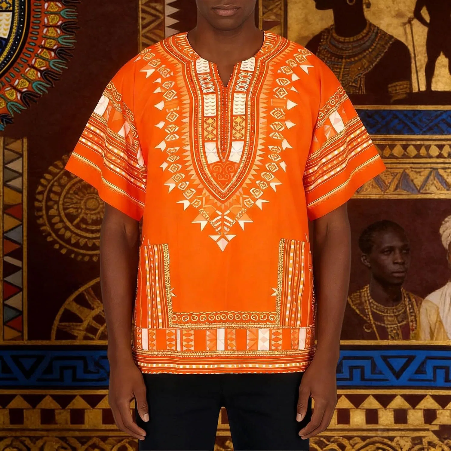 Мужская футболка с принтом Dashiki Loose Fit, Orange — фото 2