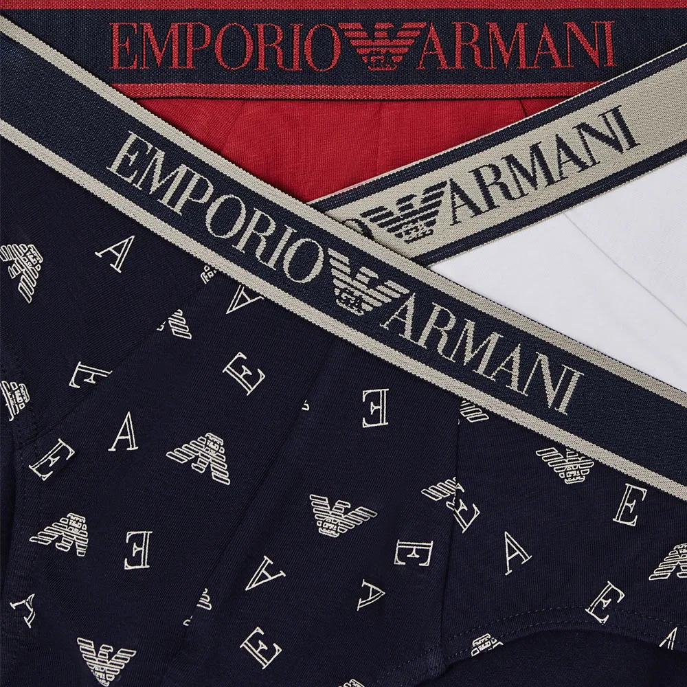 Мужской комплект трусов с принтом EA7 SS26 Briefs EMPORIO ARMANI, Red+White+Blue — фото 4
