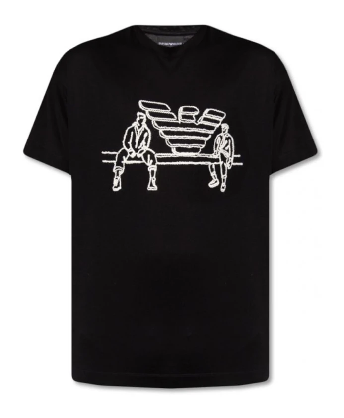 

Черная футболка с коротким рукавом 3l1tfy1jsaz0999 Emporio Armani, черный