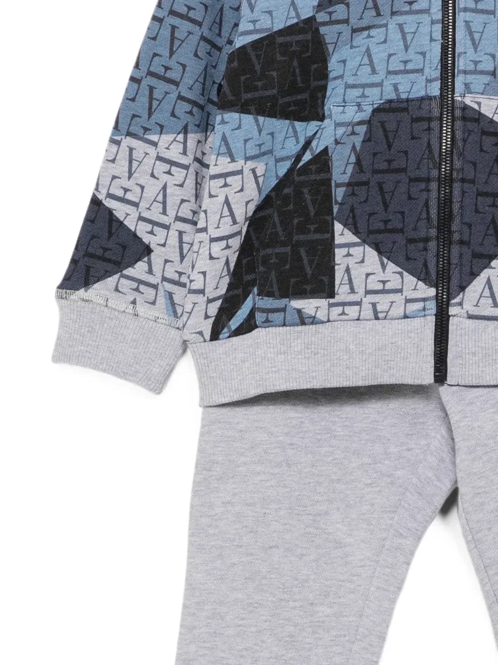 Спортивный костюм с капюшоном и монограммой Emporio Armani Kids, серый — фото 3