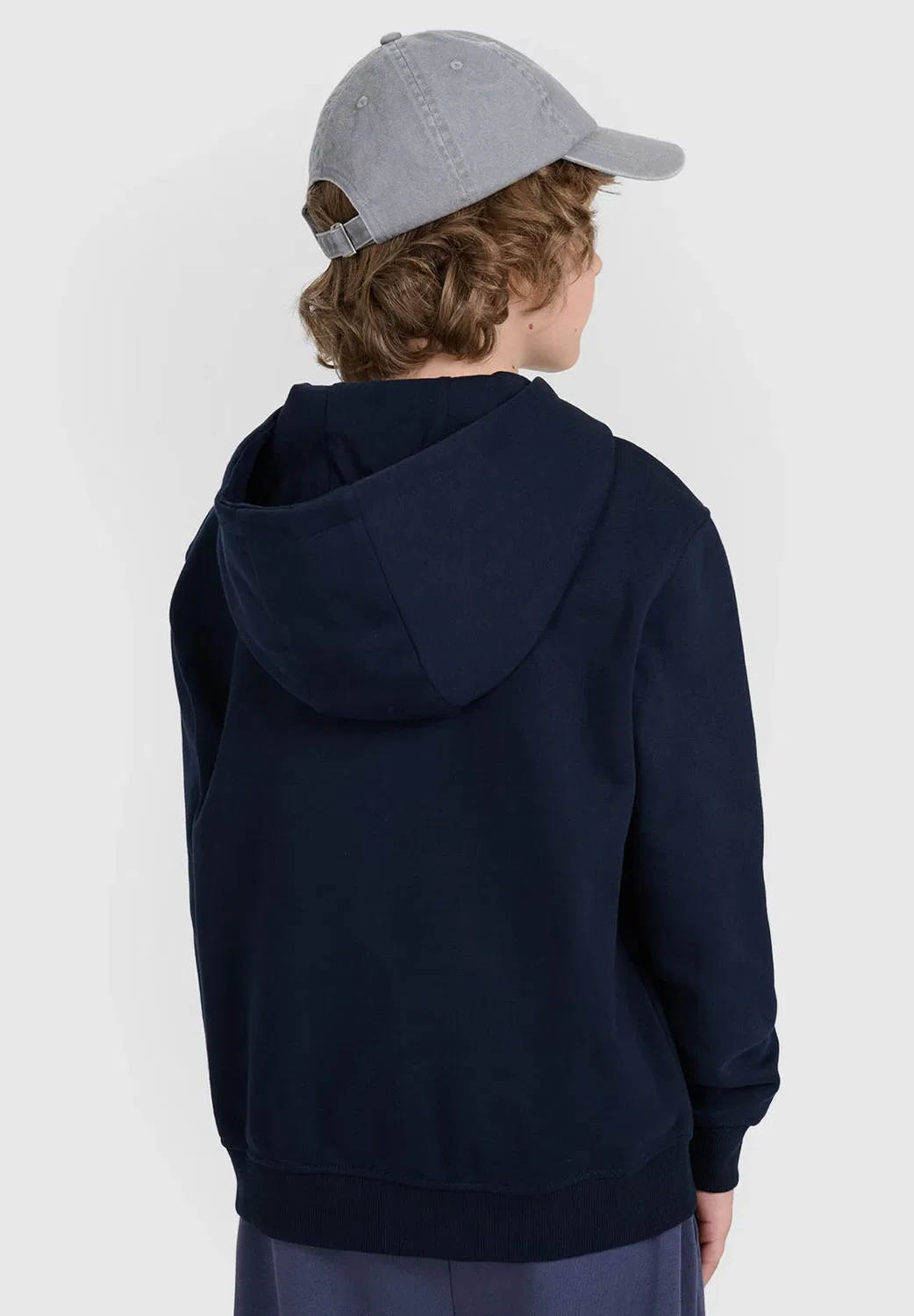 Bluza dresowa rozpinana z kapturem chłopięca - szara 122 (6-7 лат) - толстовка на молнии 4F, Navy — фото 3