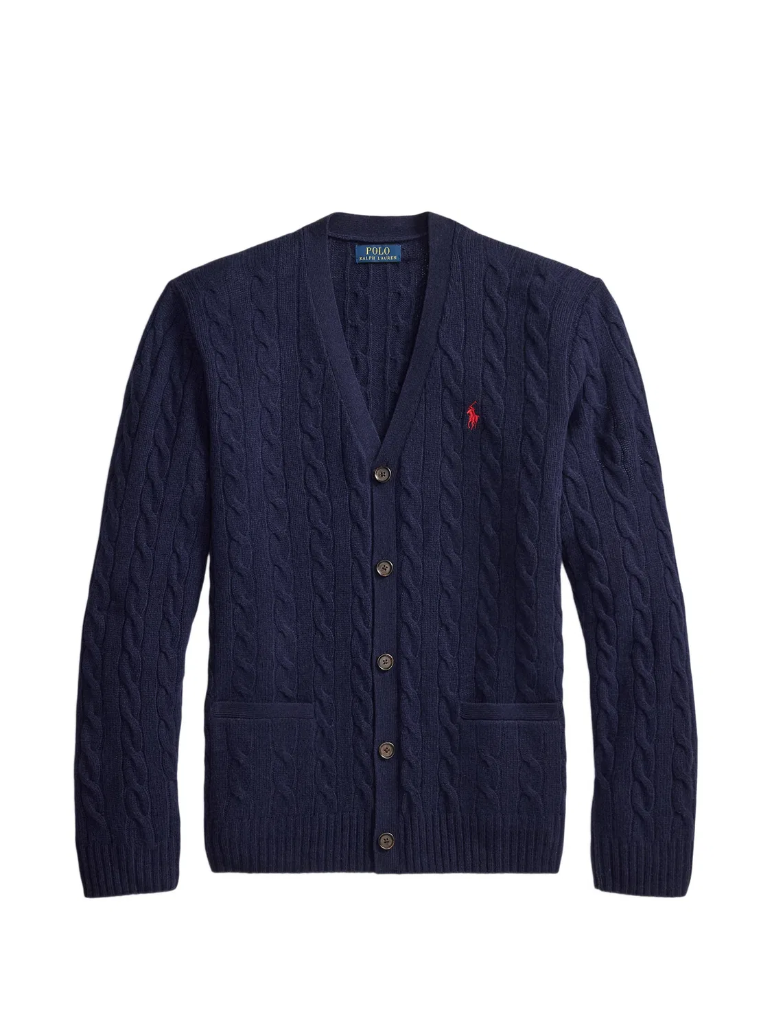 Кардиган фактурной вязки с V-образным вырезом Polo Ralph Lauren, синий