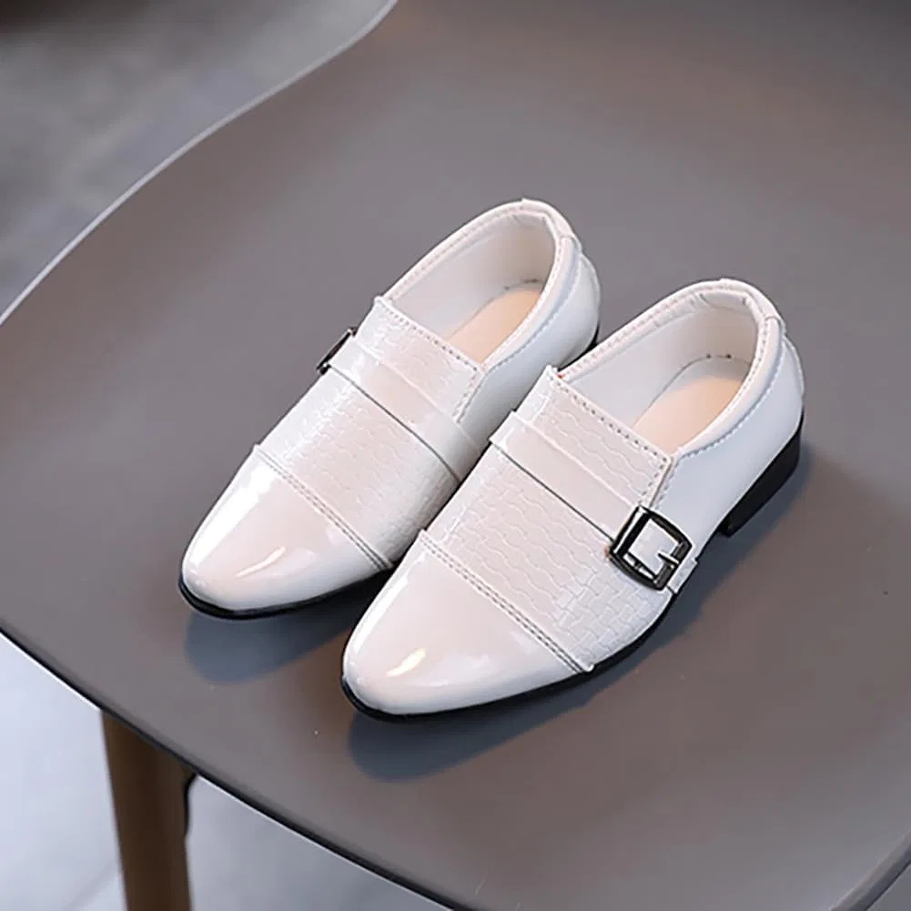 Детские туфли-лоферы из искусственной кожи Classic PU Leather School Uniform Oxfords Casual Dress Shoes Loafers Flats XinYiQu, White — фото 3
