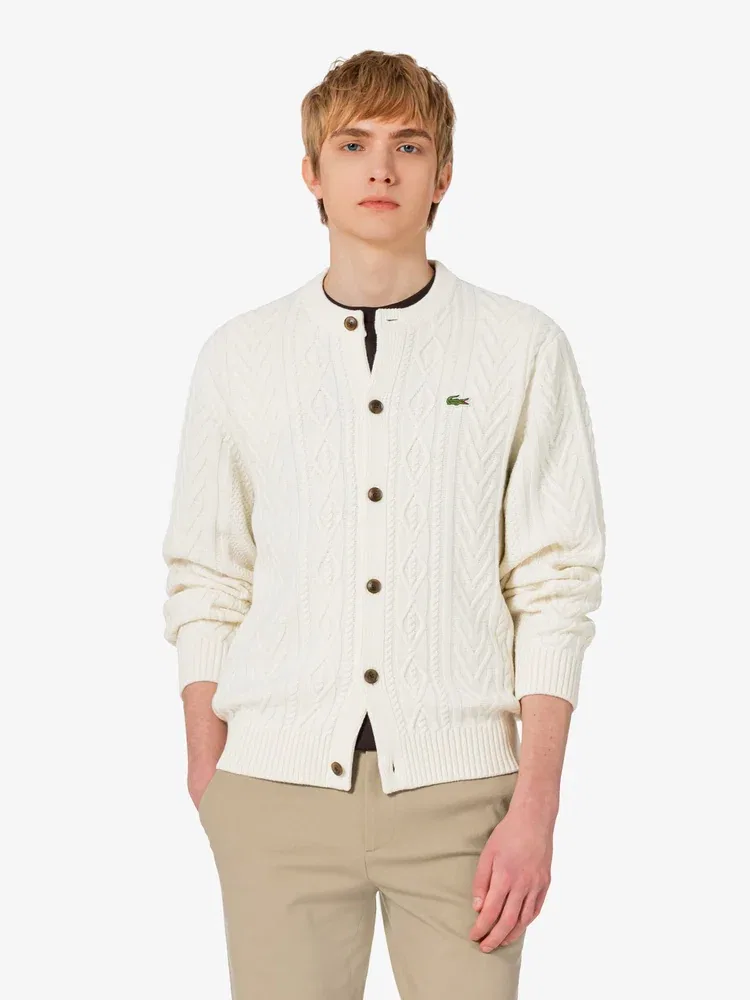 Кардиган с кабельным узором LACOSTE, Ivory