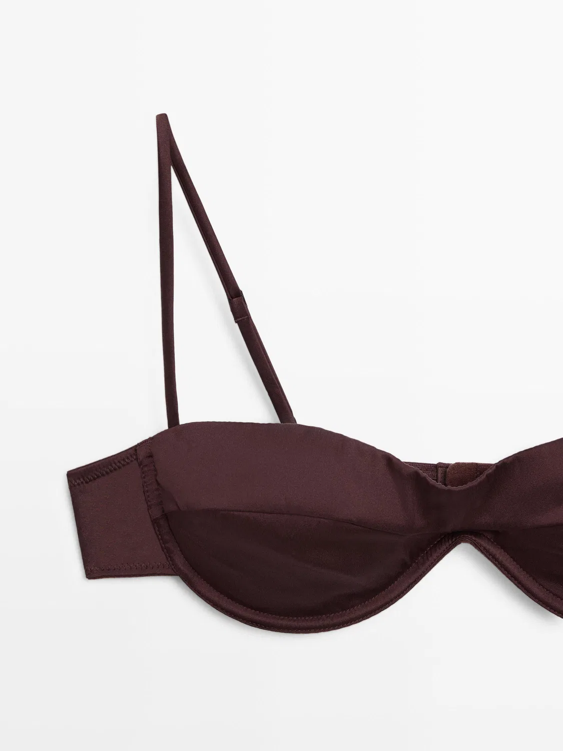 Топ-бандо Massimo Dutti, с косточками и декоративными швами, коричневый — фото 4