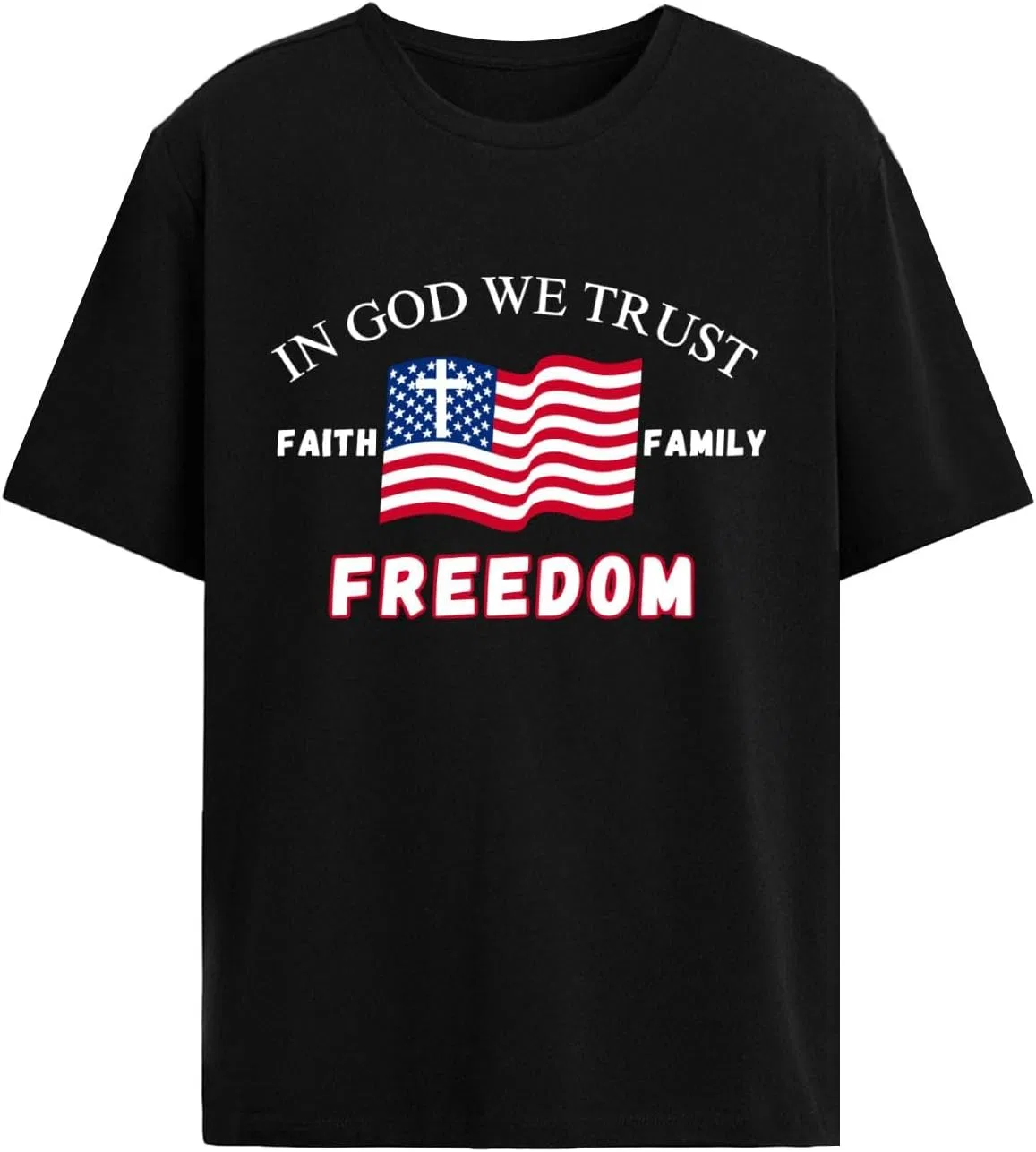 Мужская футболка с принтом In God We Trust Faiths Family Freedoms Shirt-003, Allblack