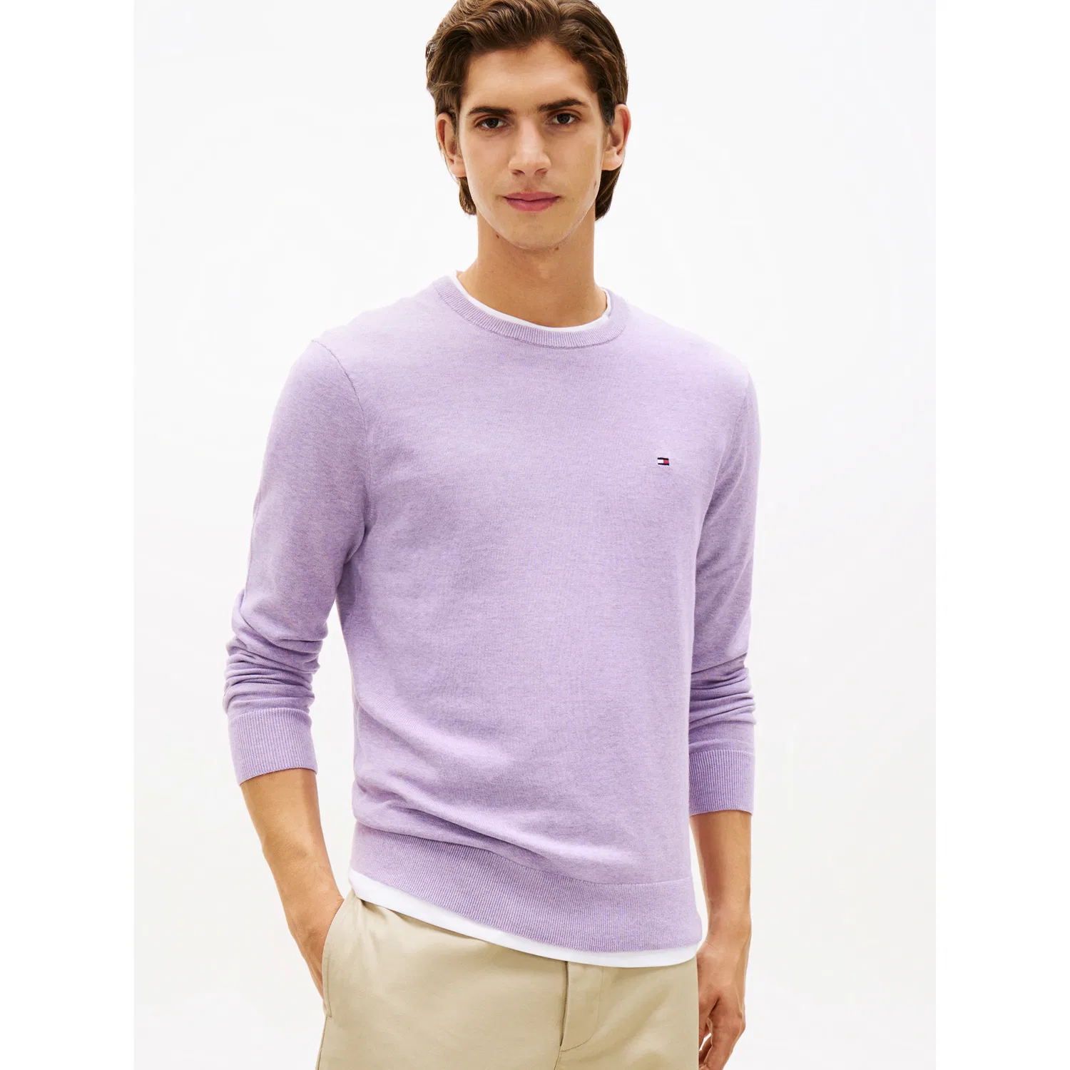 Мужской хлопковый свитер с круглым вырезом Essential Cotton Tommy Hilfiger, Lavender Heather