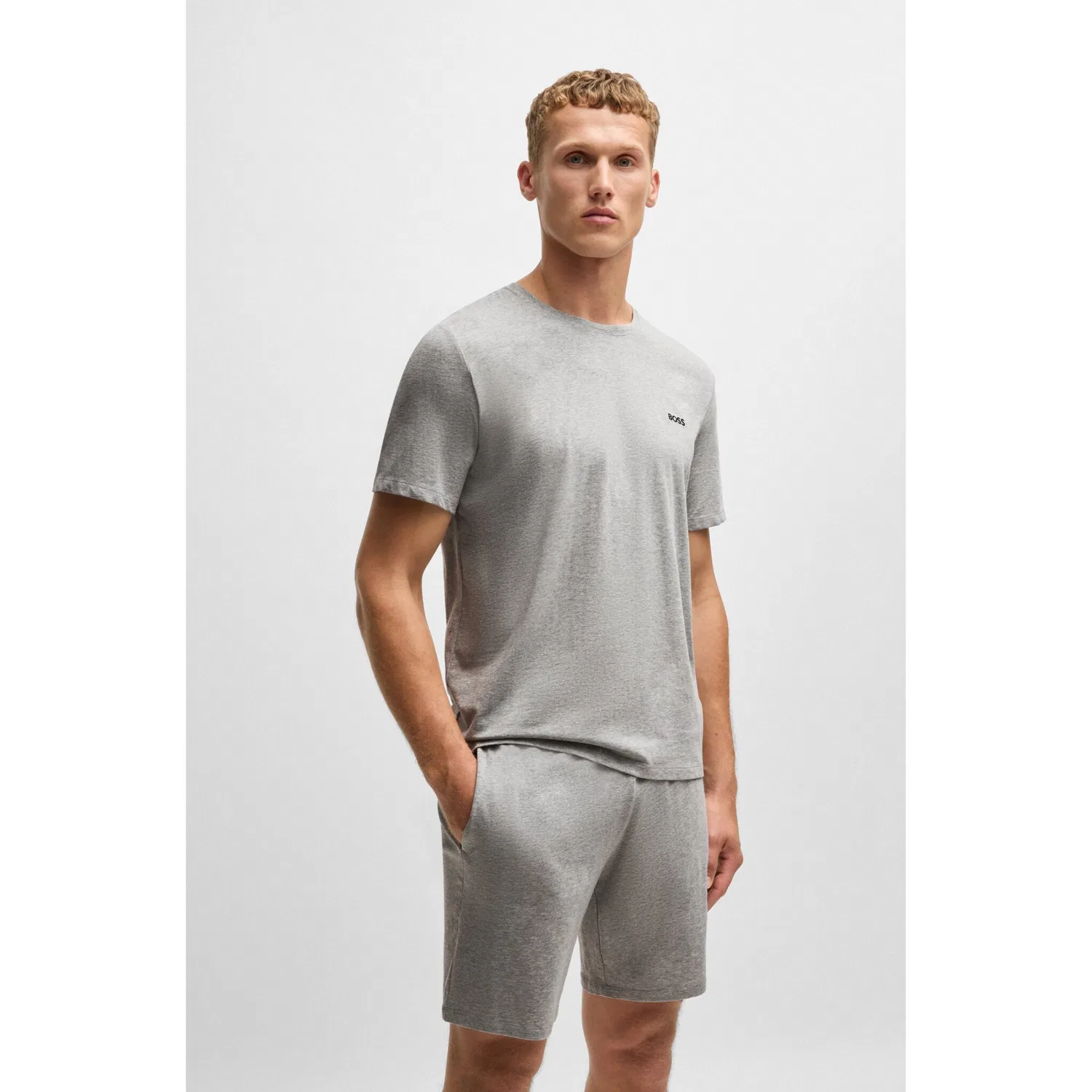 Мужская хлопковая футболка BOSS, Medium Grey — фото 4