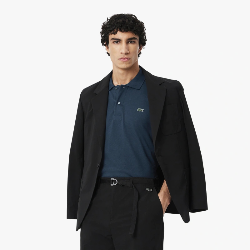 Поло Lacoste Logo-Patched Short-Sleeve, серо-синий — фото 4
