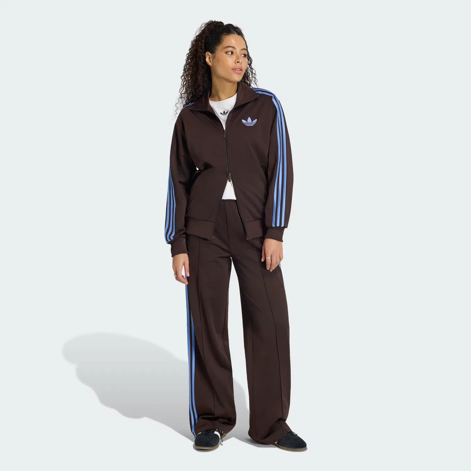 Женская олимпийка свободного кроя Firebird Track Top Loose Adidas Originals, кофейный/blue fusion — фото 4