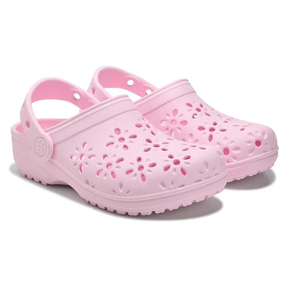 Классические детские сабо с цветочным рисунком Crocs, Pink Milk Flower
