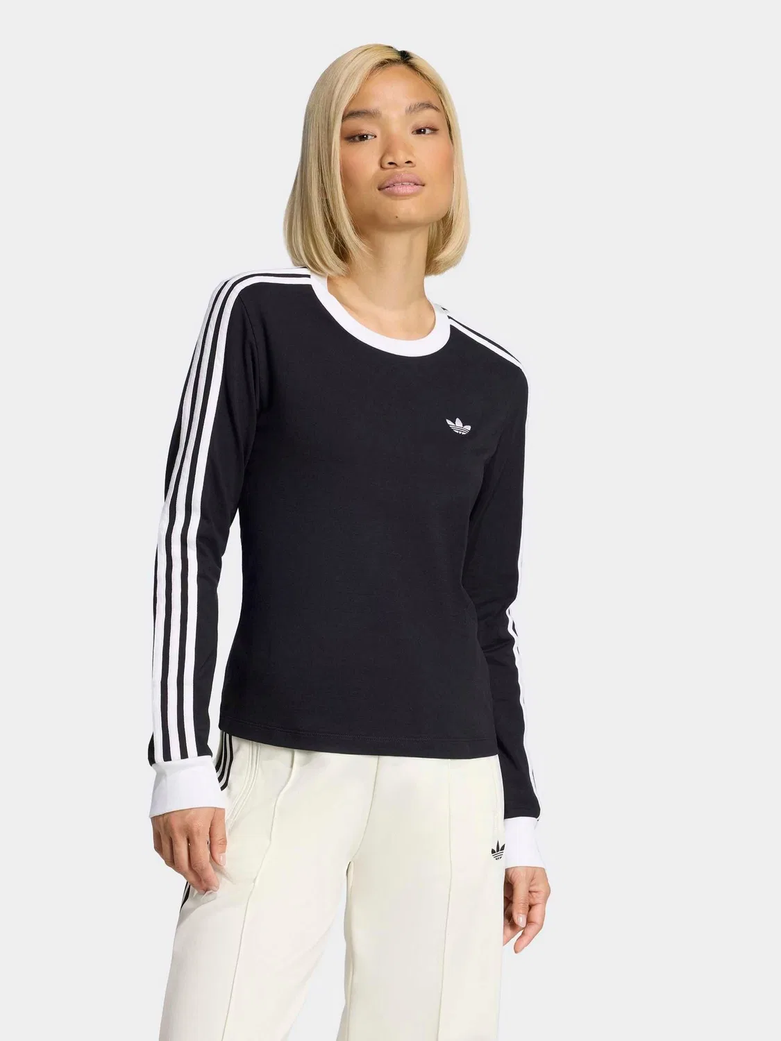 Футболка с длинным рукавом, 3 полоски, Adicolor, adidas Originals, черный