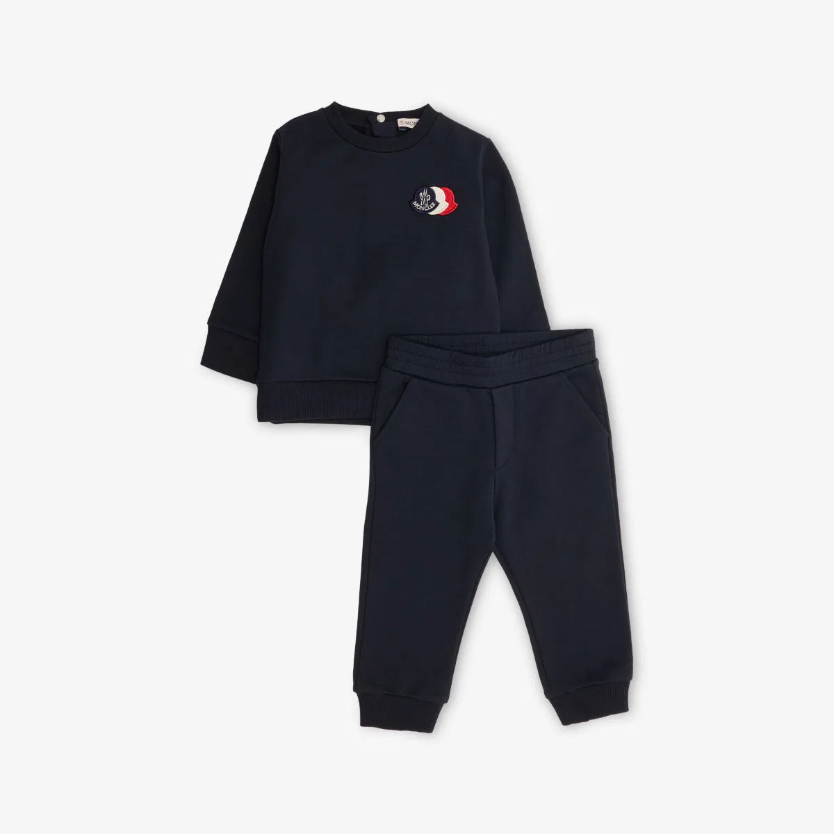 Спортивный костюм из эластичного хлопка с нашивками от Brand-patch Moncler, темно-синий
