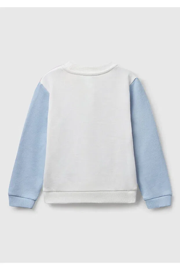 Детские свитшот для девочек с принтом United Colors Of Benetton, Lilac-Cream — фото 2