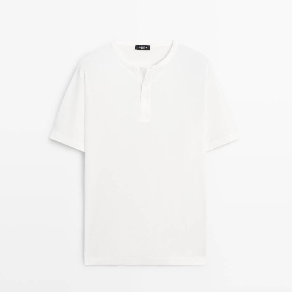 Футболка Massimo Dutti 100% Cotton Henley, белый