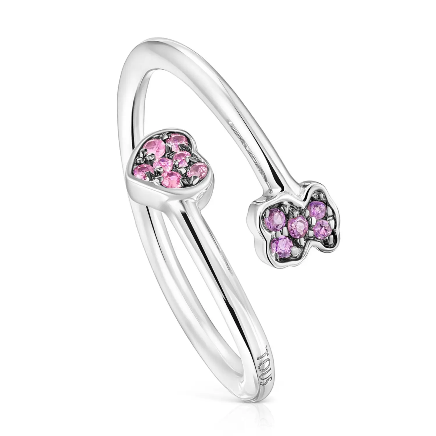 

Кольцо Tous New Motif Open, серебро/сапфиры/аметисты