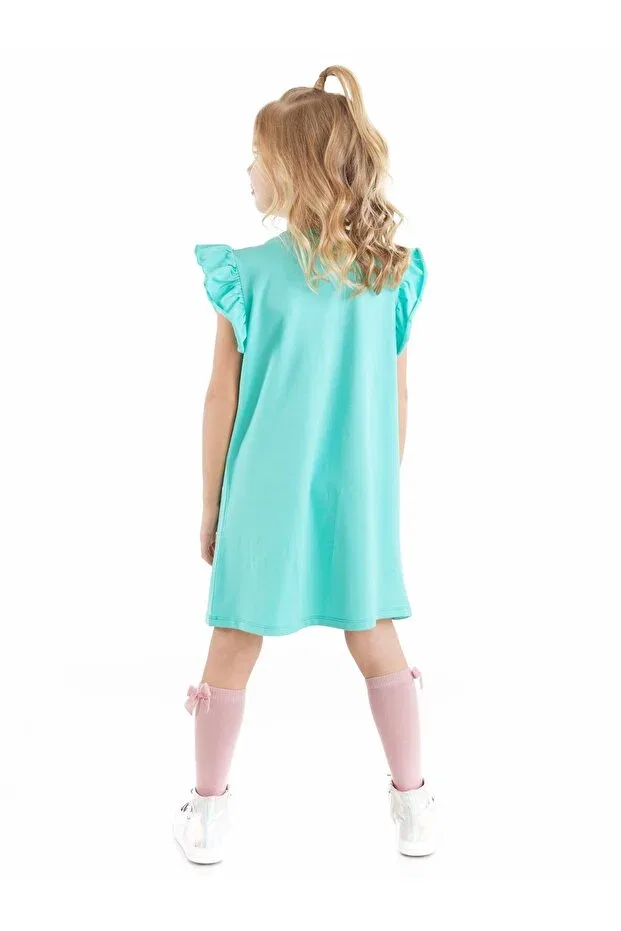 Детское платье для девочек с коротким рукавом-воланом Gummy Unicorn Denokids, Green — фото 3