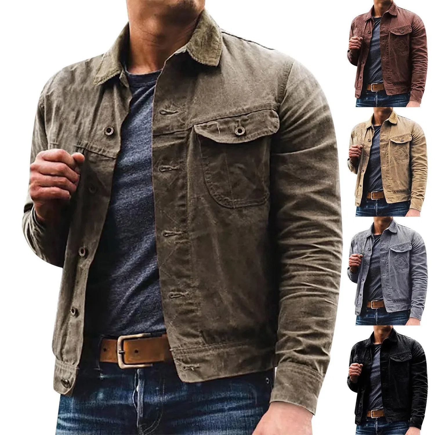 Мужская джинсовая куртка в стиле ретро с принтом, Retro Mod 60S 70S Military Jacket Overshirt Denim Vintage Style Trucker Coat Classic Western Stylish Cowboy Coats Lightweight Jeans, Red