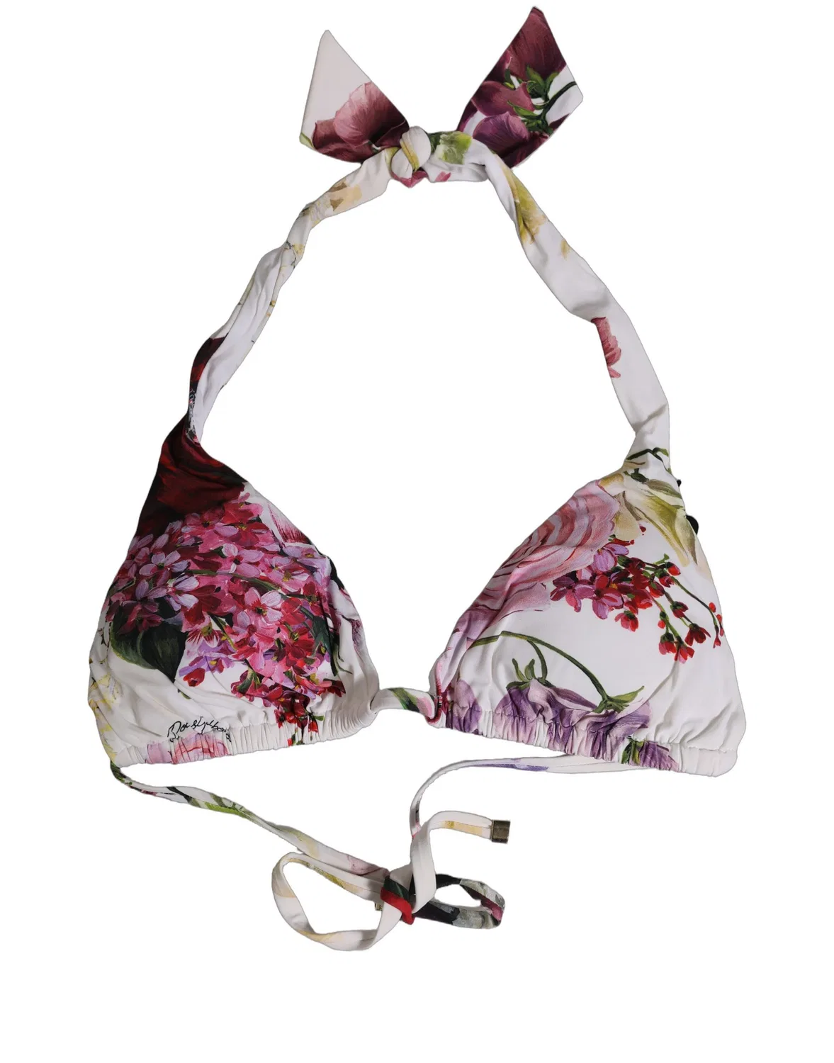 Женский топ бикини с принтом Triangle Bikini Top Dolce & Gabbana, White — фото 2