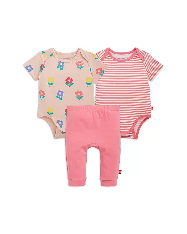 Детский комплект из боди и штанов с магнитными застежками CloudStretch Magnetic Me, Pink Multi