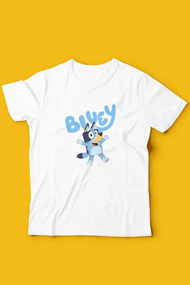 Детская футболка с принтом Bluey Pattern Printed Children's Black And White Tshirt Store, Белая — фото 2