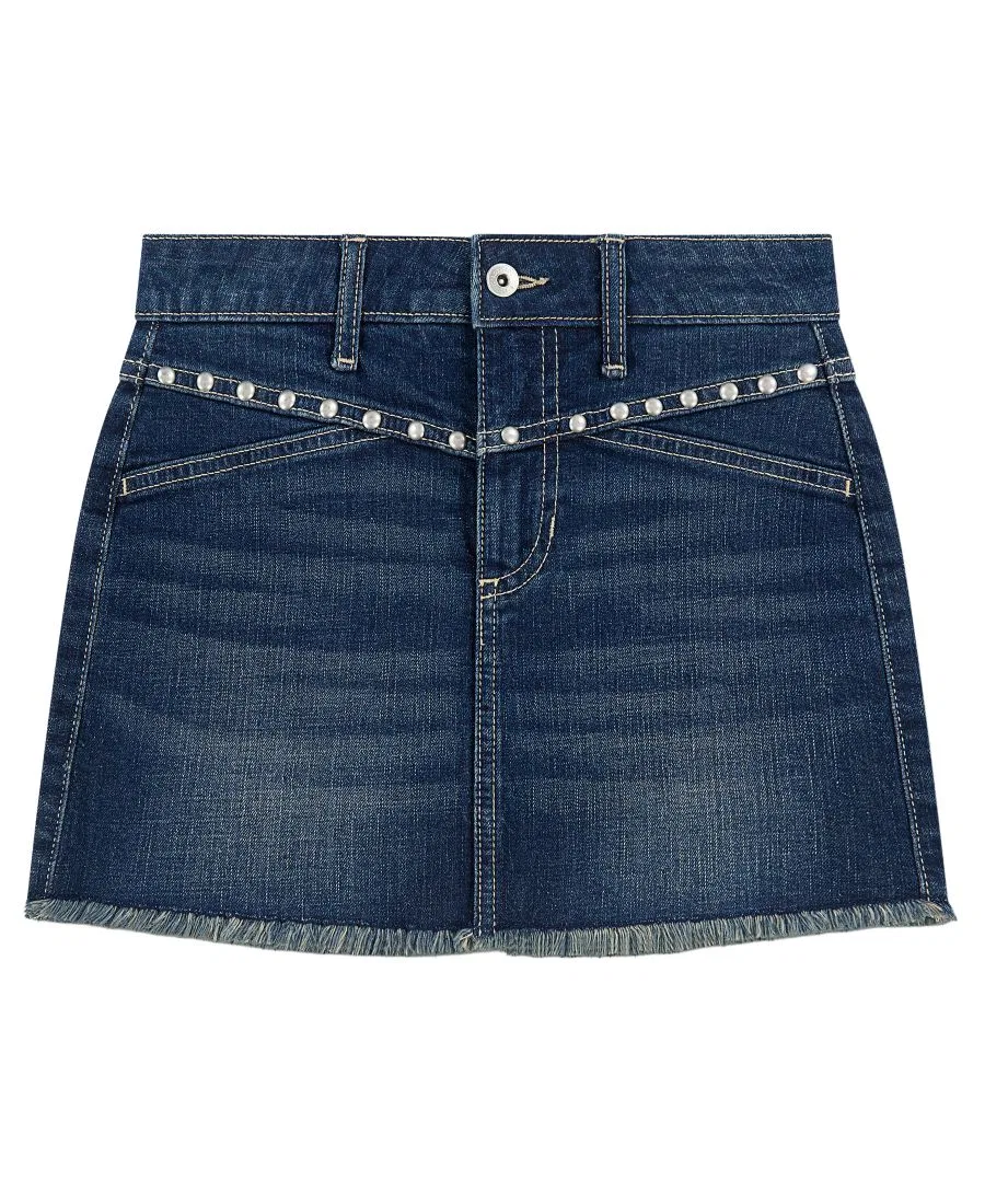 Юбка мини с заклепками и встроенными шортами Abercrombie Kids, Dark Blue