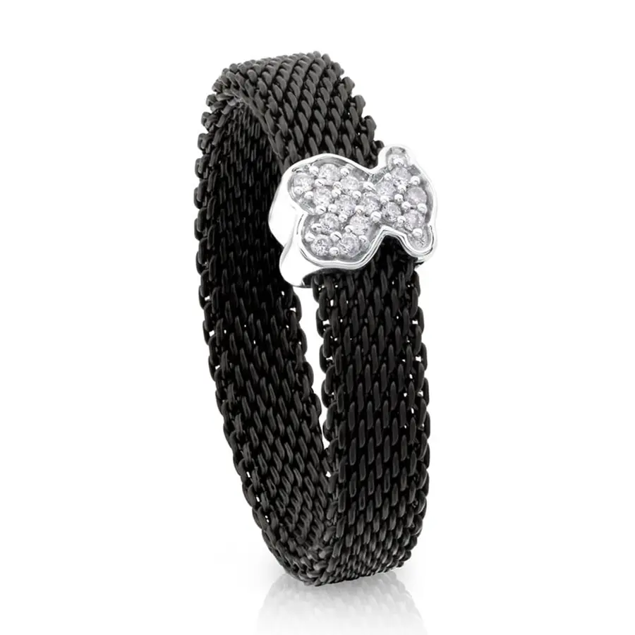 

Кольцо Tous Icon Mesh, белое золото/черная сталь/бриллианты