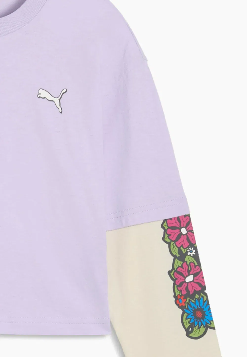 Свободная короткая многослойная блузка с длинными рукавами Puma, Light Lavender — фото 3