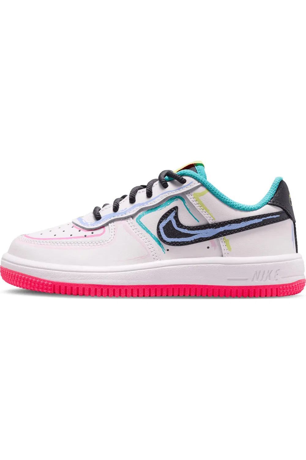 Кроссовки детские баскетбольные Force 1 Nike, White/Pink/Dusty Cactus — фото 3