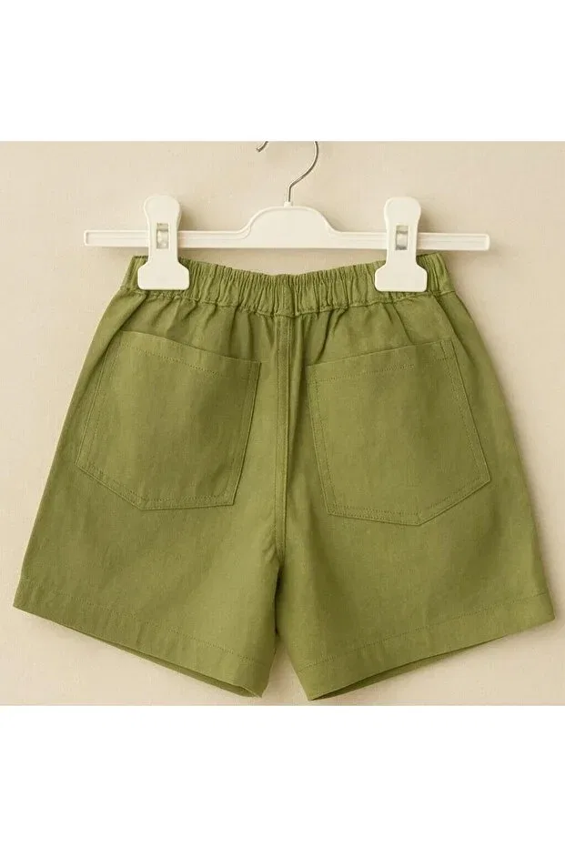 Детские шорты для девочек льняные Kokori Kids, Khaki — фото 2