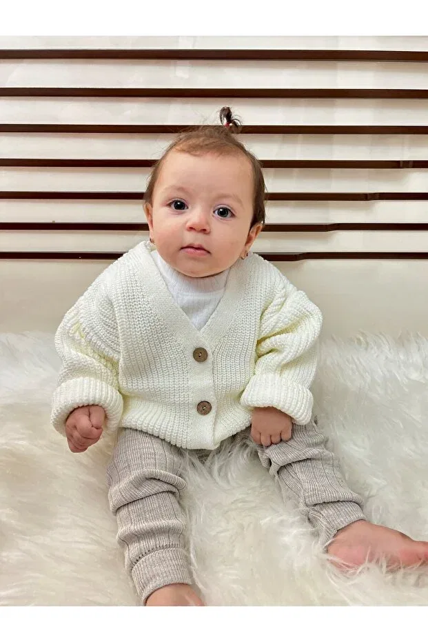 Детский кардиган с длинным рукавом Meriç Bebe, Ecru