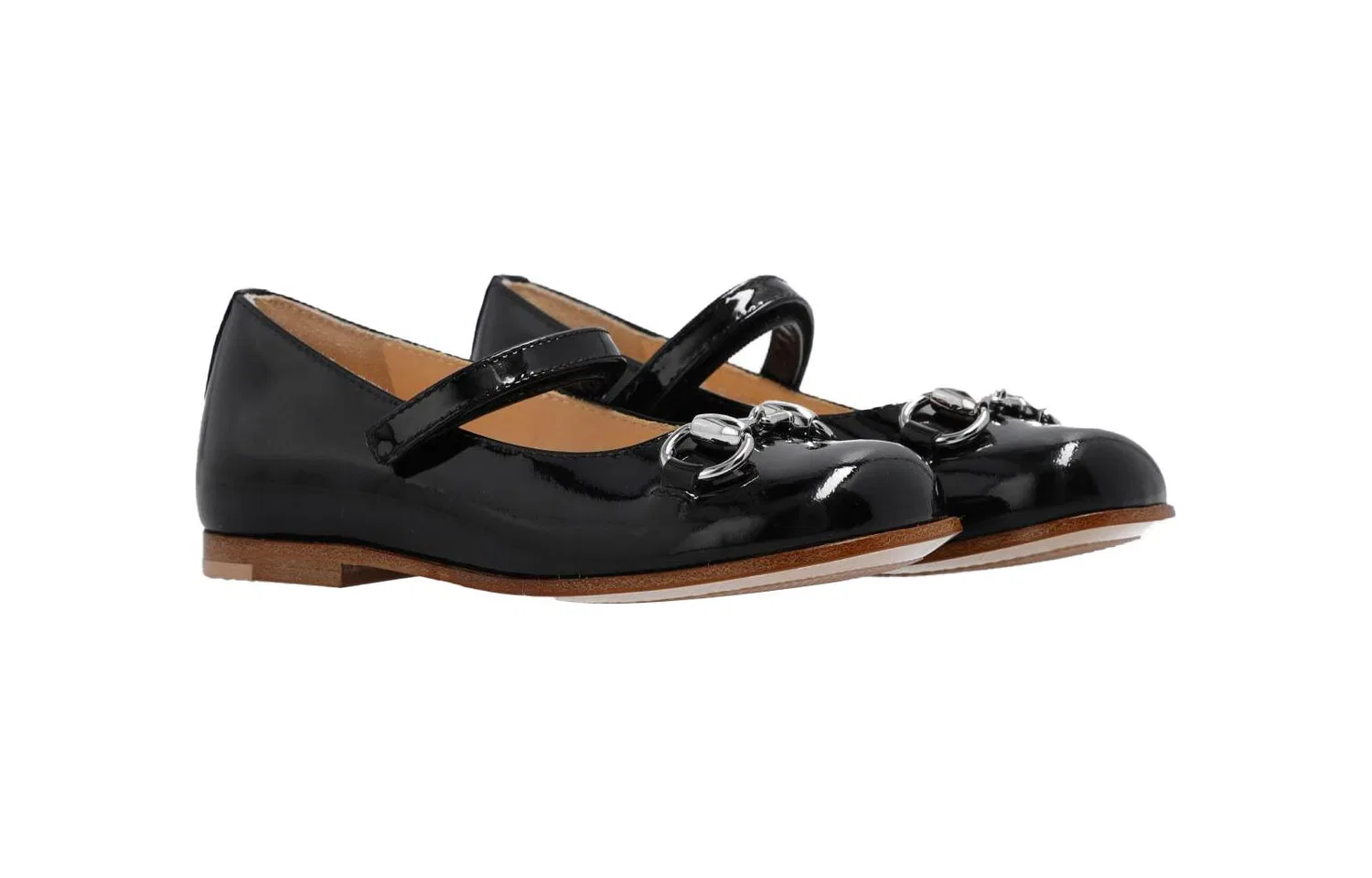 Детские балетки Gucci Horsebit Ballerina Pumps из лаковой кожи — фото 4