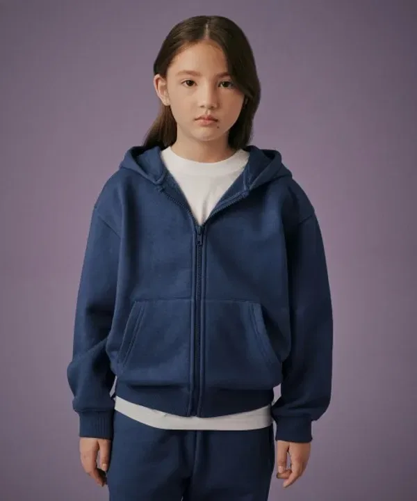 Оверсайз флисовая кофта на молнии Musinsa Standard Kids, пыльно-голубой