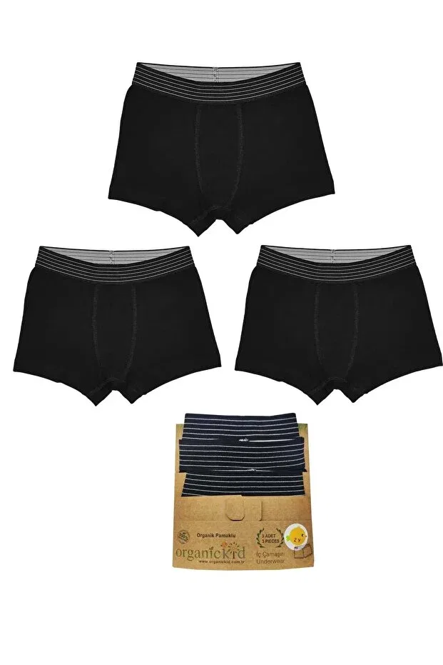 Детский комплект боксеров для мальчиков хлопковый Organickid, Black