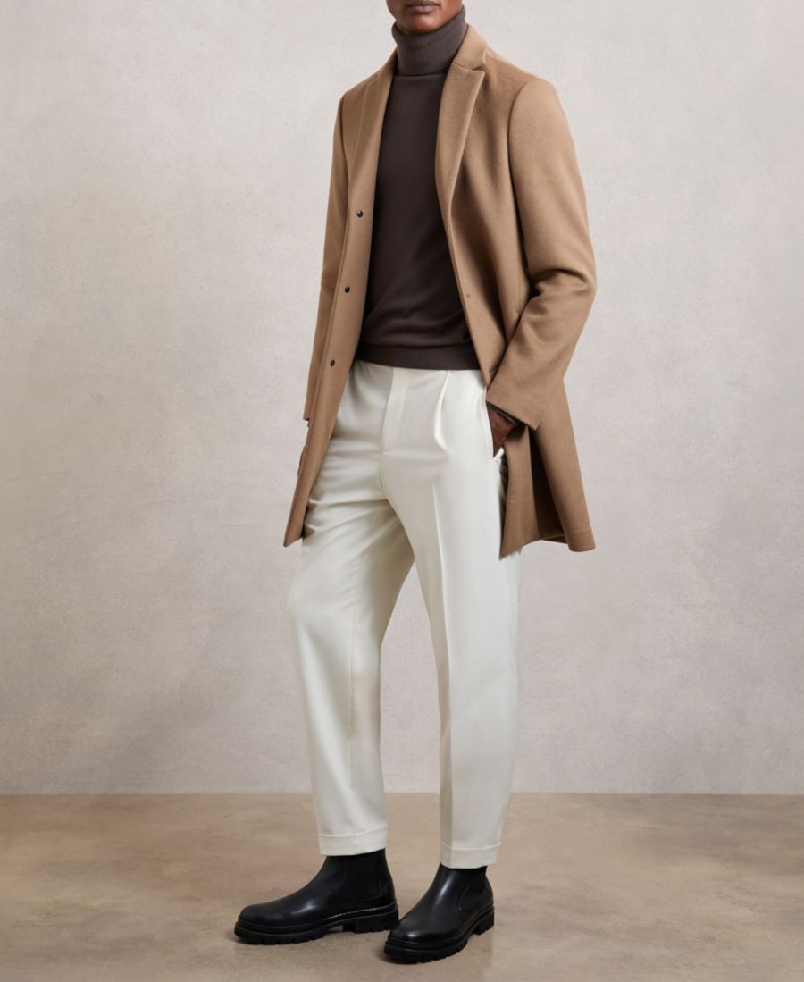 

Мужское однобортное пальто из шерстяной смеси REISS, Light Brown