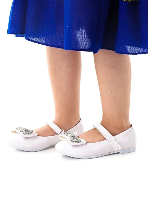 Детские балетки для девочек с бантом Kiko Kids, White — фото 2