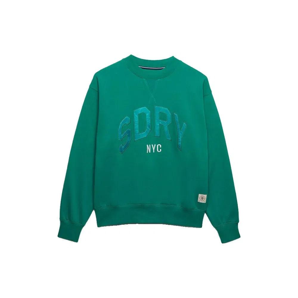 Свитшот Varsity Satin Applique Crew Superdry, зеленый — фото 3