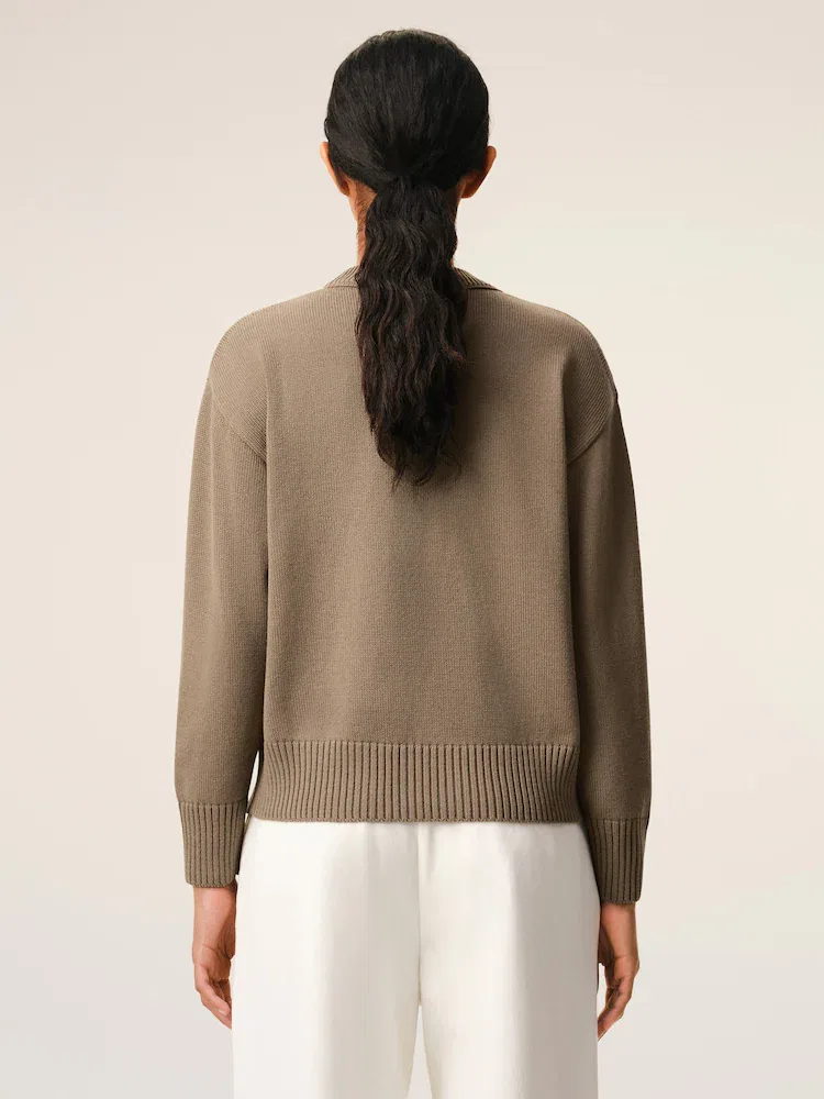 Свитер с круглым вырезом, контрастный Ami De Coeur AMI PARIS, Beige Taupe/Ecru — фото 4