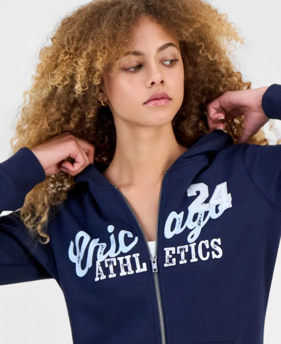 Комплект из флисовой кофты на молнии, топа и спортивных брюк Madden Girl, Navy Blazer — фото 3