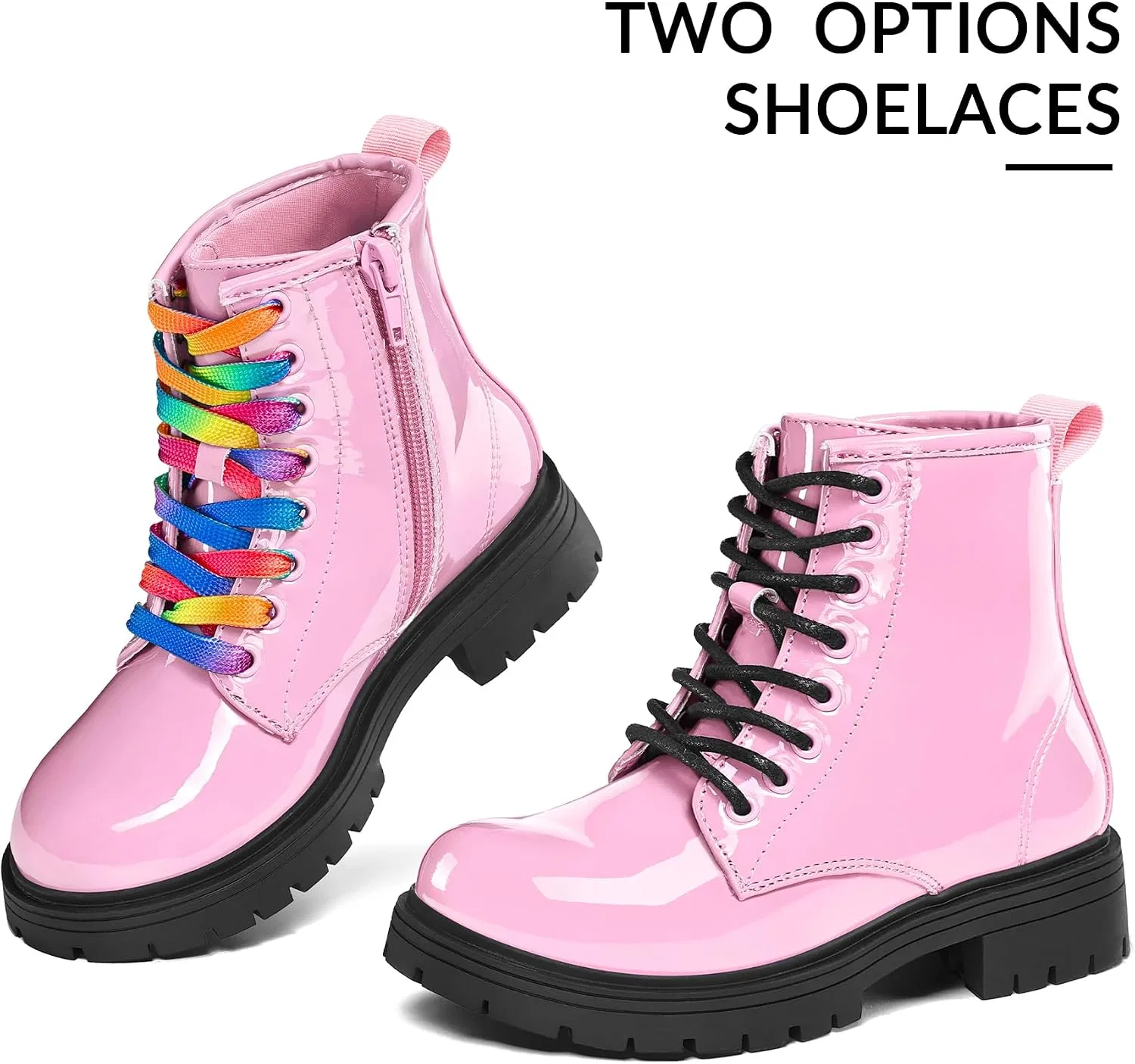 Детские ботинки для девочек и мальчиков с боковой молнией K KomForme, Pink Patent — фото 4