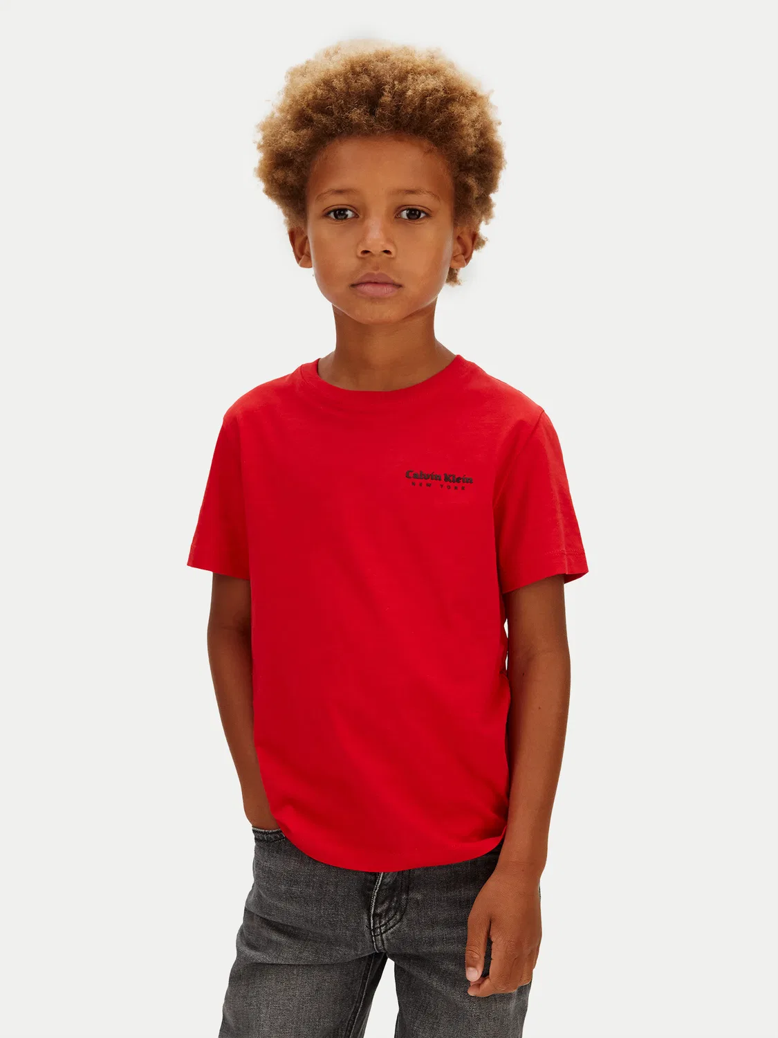 Футболка стандартного кроя для мальчика Minimal Logo Calvin Klein Jeans, красный