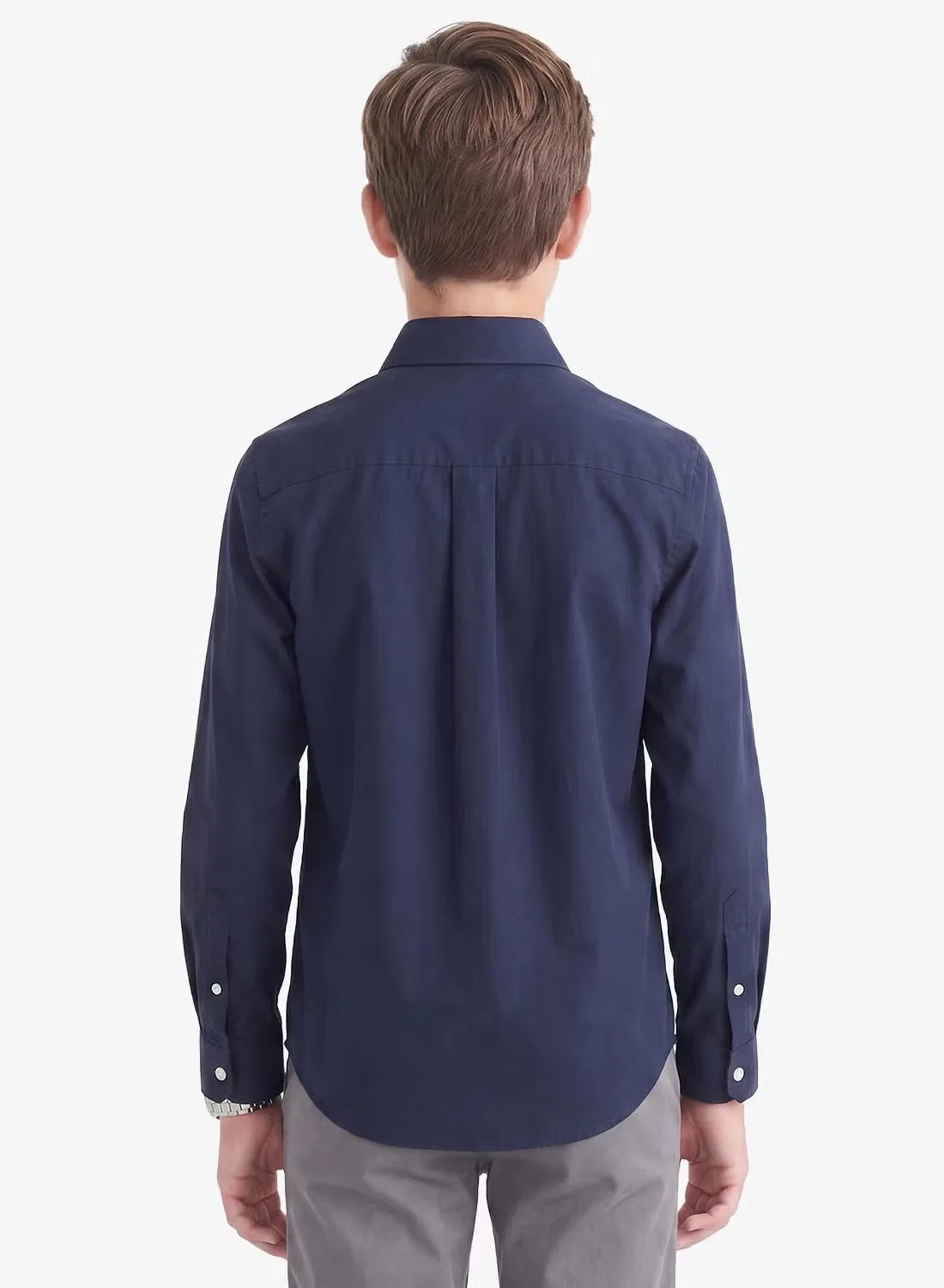 Рубашка классическая однотонная детская Jack & Jones Junior, темно-синий — фото 2